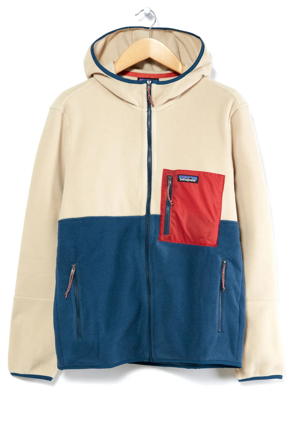 Patagonia Microdini Men's Hoodie - Tidepool Blue/Oar Tan