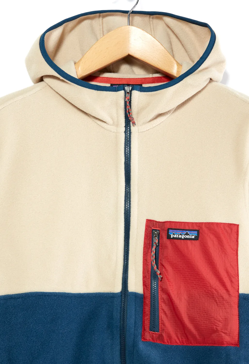 Patagonia Microdini Men's Hoodie - Tidepool Blue/Oar Tan