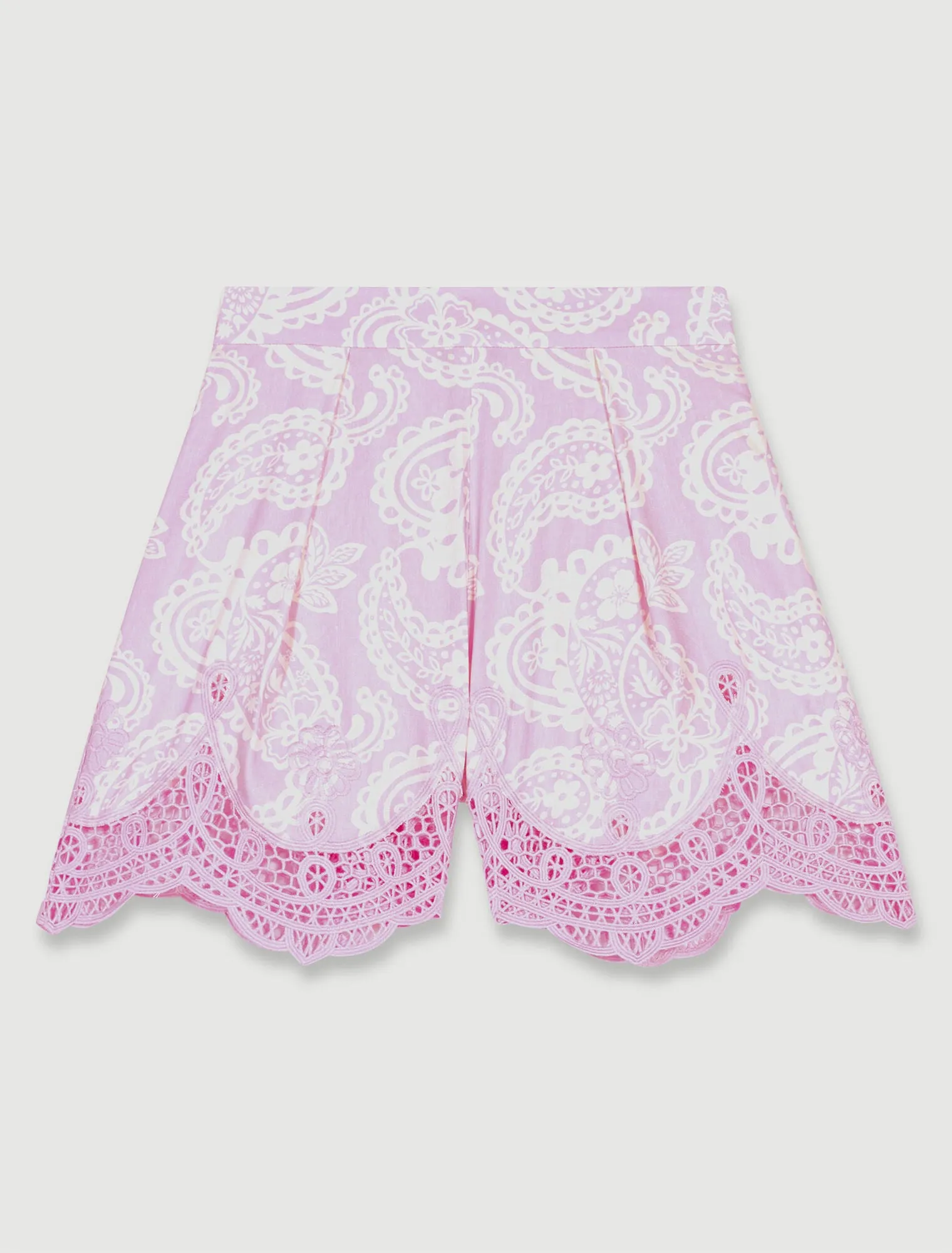 Patterned linen shorts