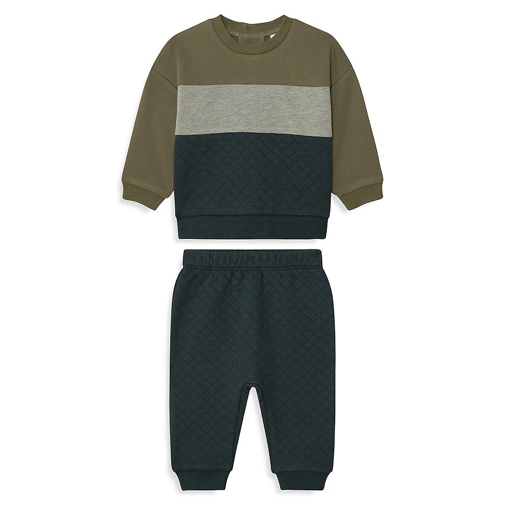 Petit Lem Little Boy's 2-Piece Quilted Sweatshirt & Joggers Set