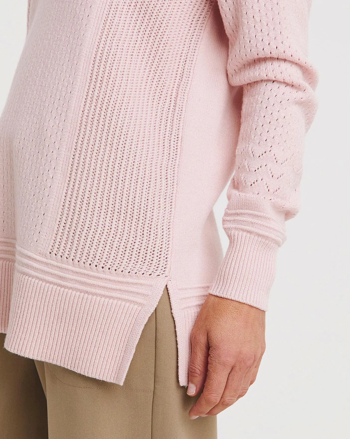 Pink Multi Stitch V Neck Jumper