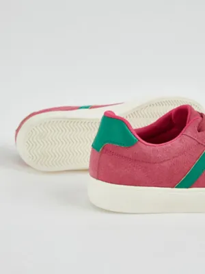 Pink Retro Stripe Cupsole Trainers | Kids | George at ASDA