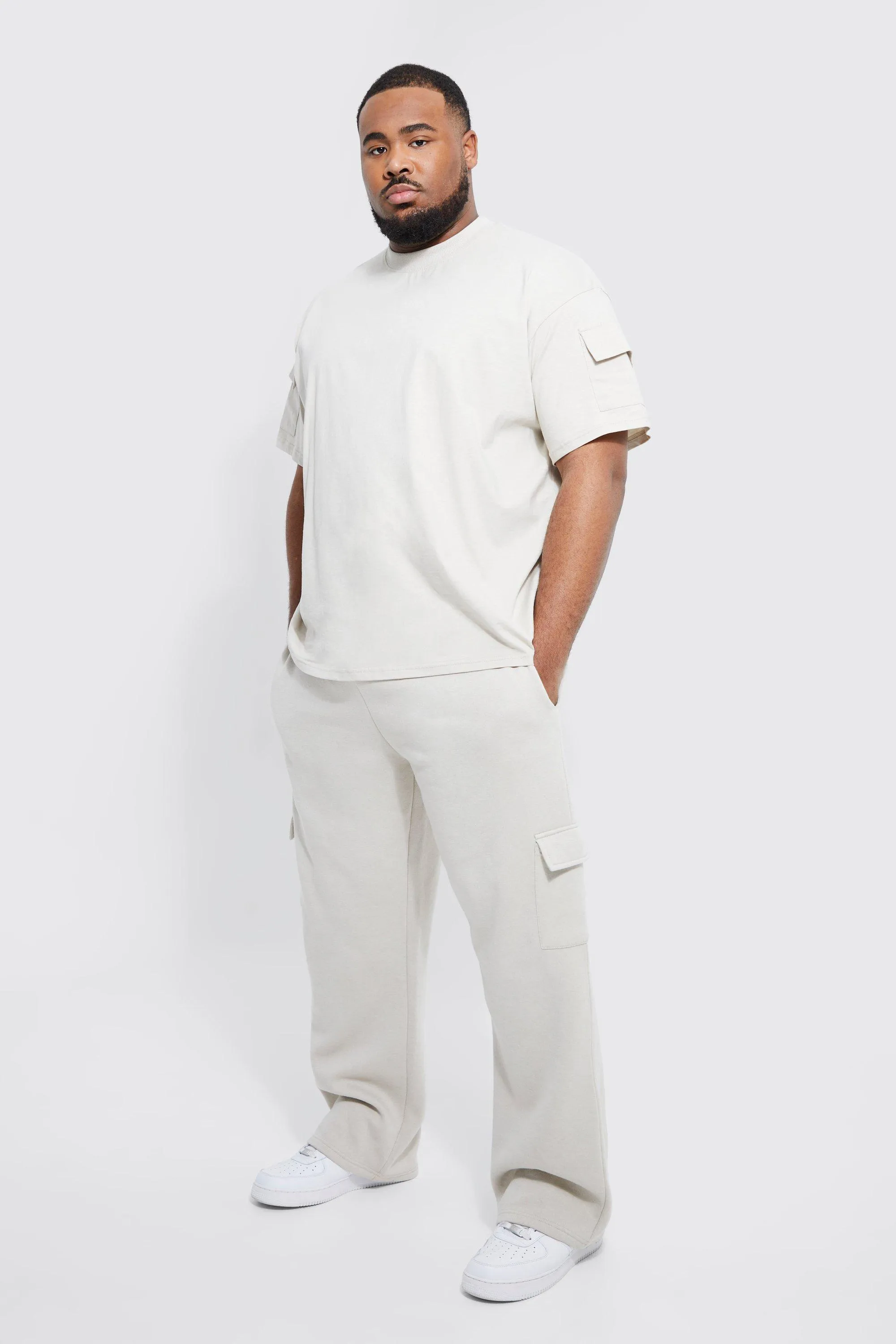 Plus Oversized Cargo T-shirt Tracksuit