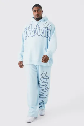 Plus Oversized Worldwide Graffiti Tracksuit