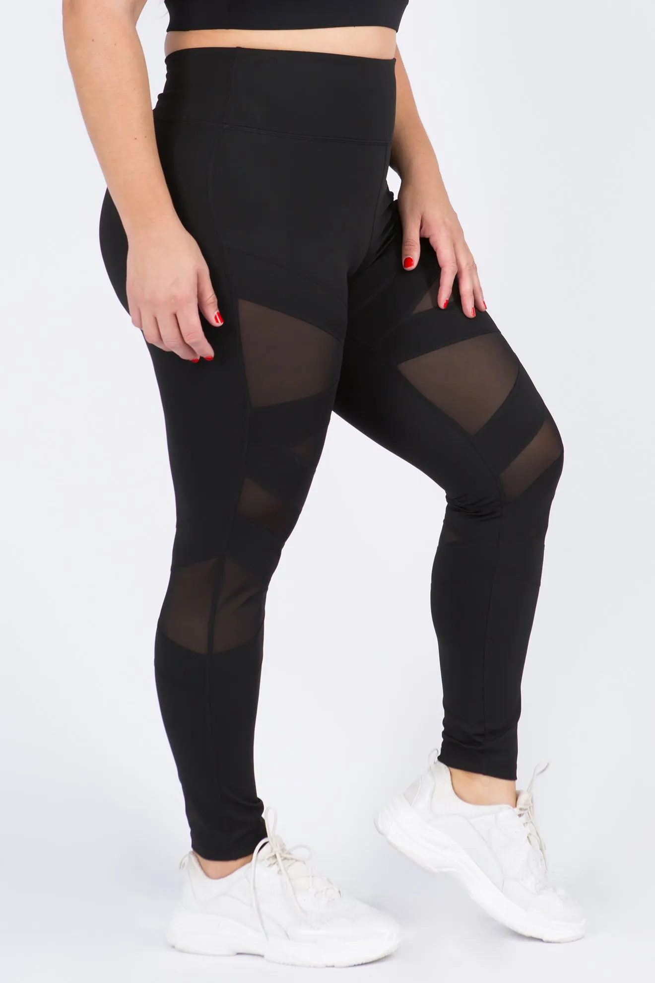 Plus Size Hit or Mesh Active Leggings with Pocket