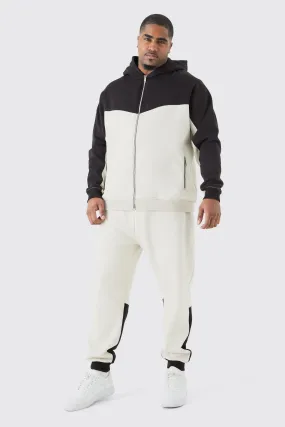 Plus Slim Fit Colour Block Tracksuit | boohooMAN UK