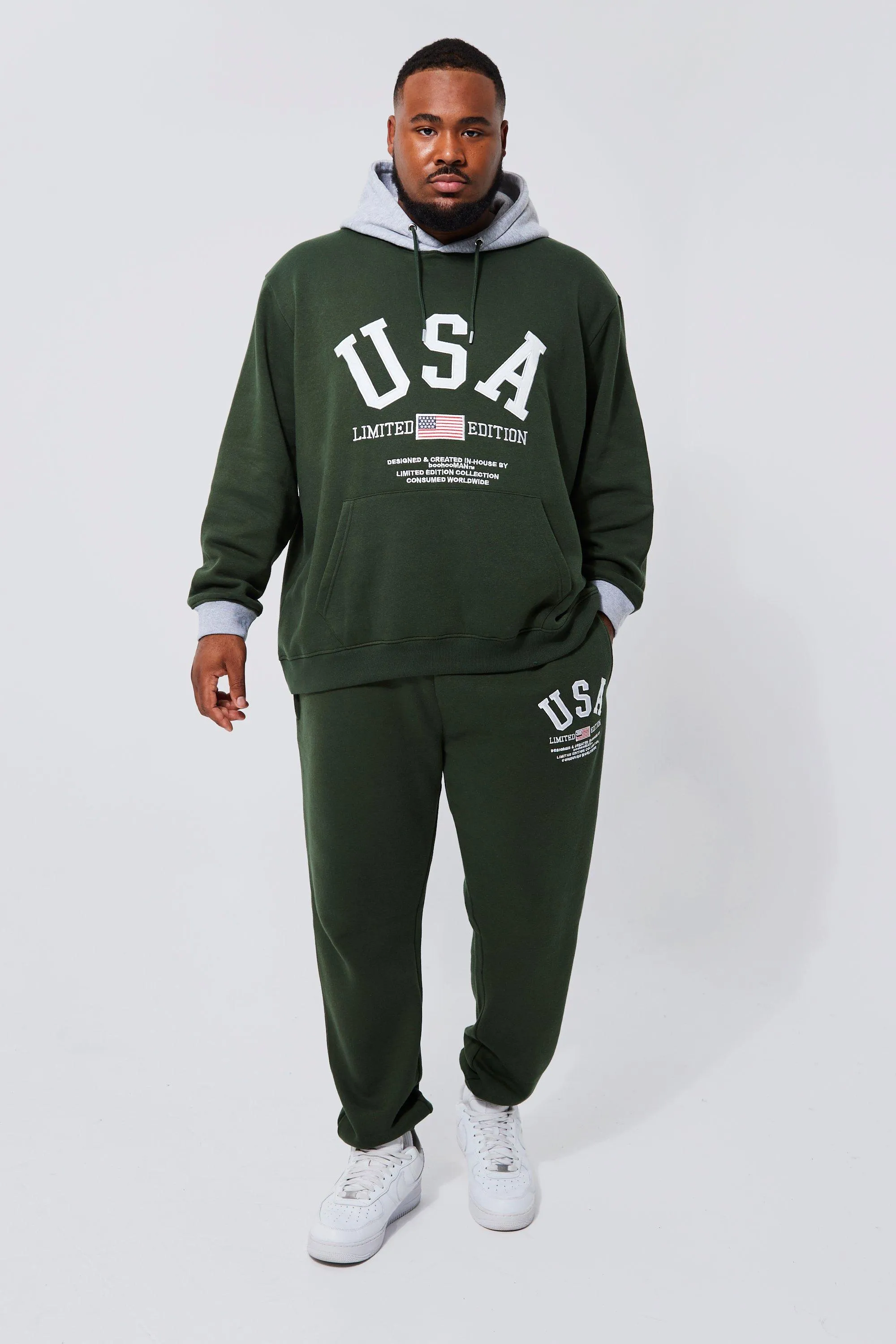 Plus USA Varsity Contrast Hooded Tracksuit