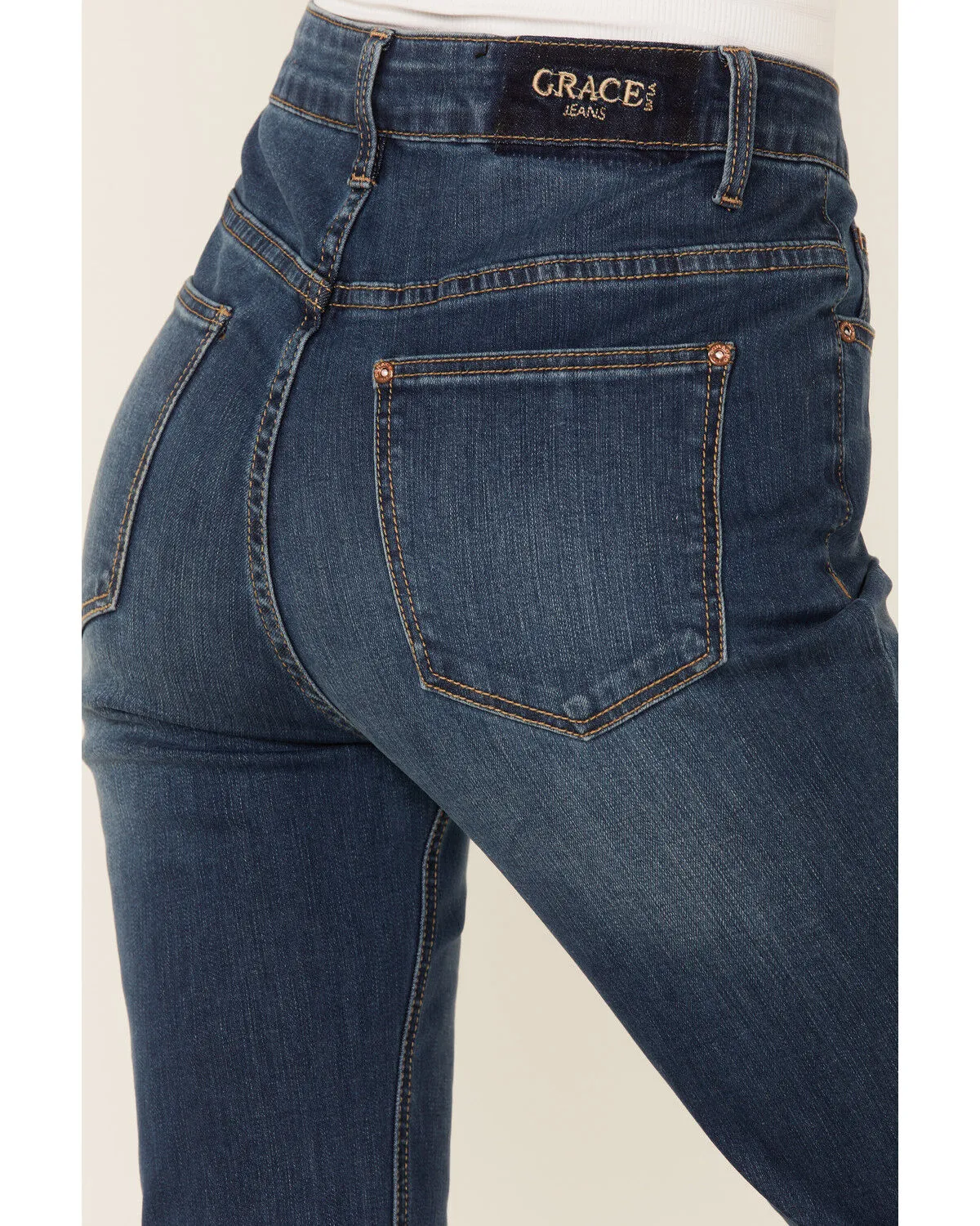 Product Name:  Grace in LA Women's High Rise Split Bottom Flare Denim Jeans