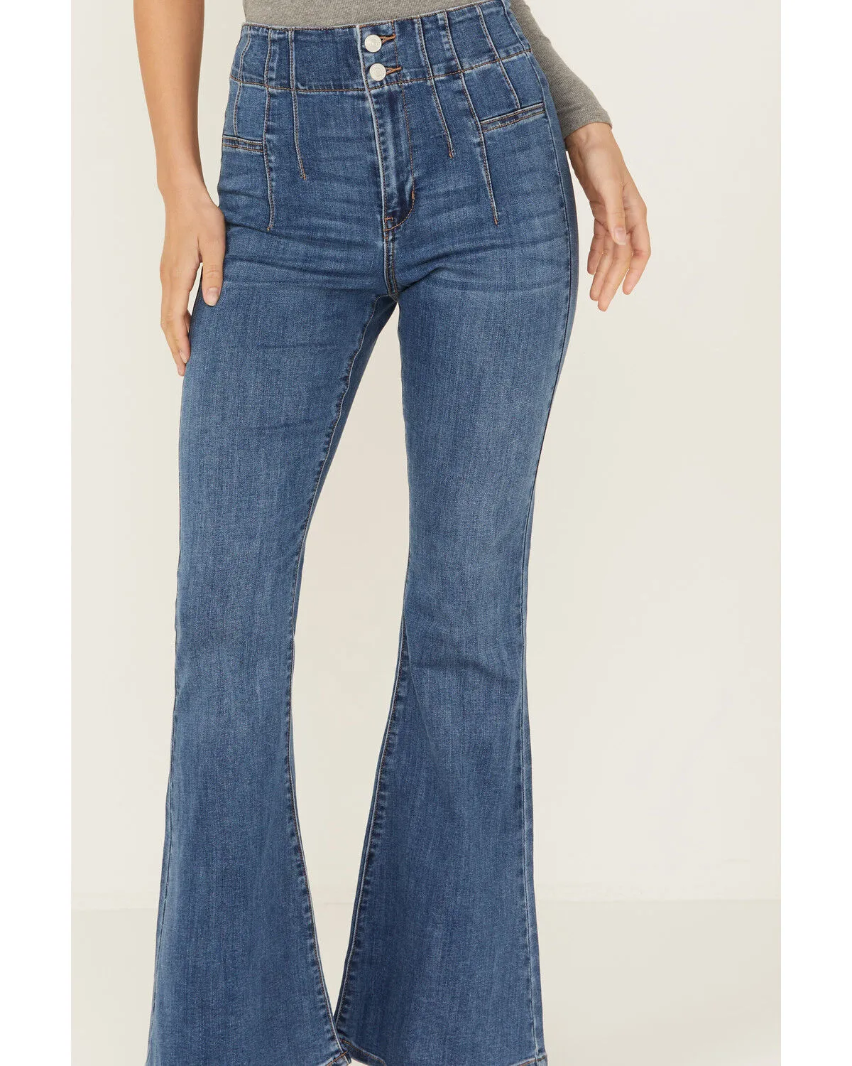 Product Name:  Sneak Peek Women's Dark Wash Pull-On Stretch Flare Jeans