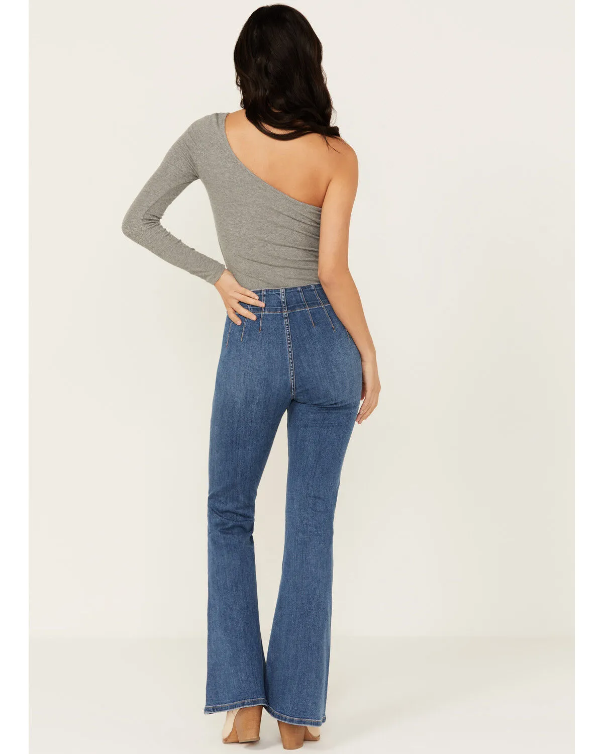 Product Name:  Sneak Peek Women's Dark Wash Pull-On Stretch Flare Jeans