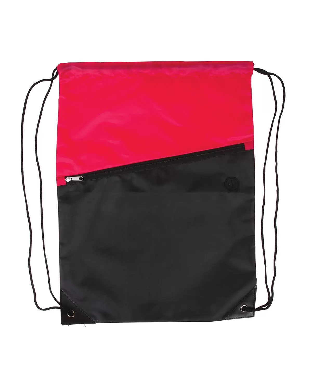 Promo Goods  BG209 Two-Tone Poly Drawstring Backpack With Zipper SKU: BG209