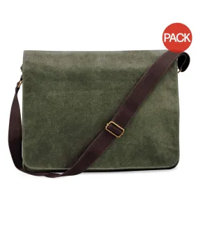 Quadra Vintage Canvas Despatch Bag - 3.6 Gal (Pack of 2) (Vintage Military Green) (One Size) - UTBC4484