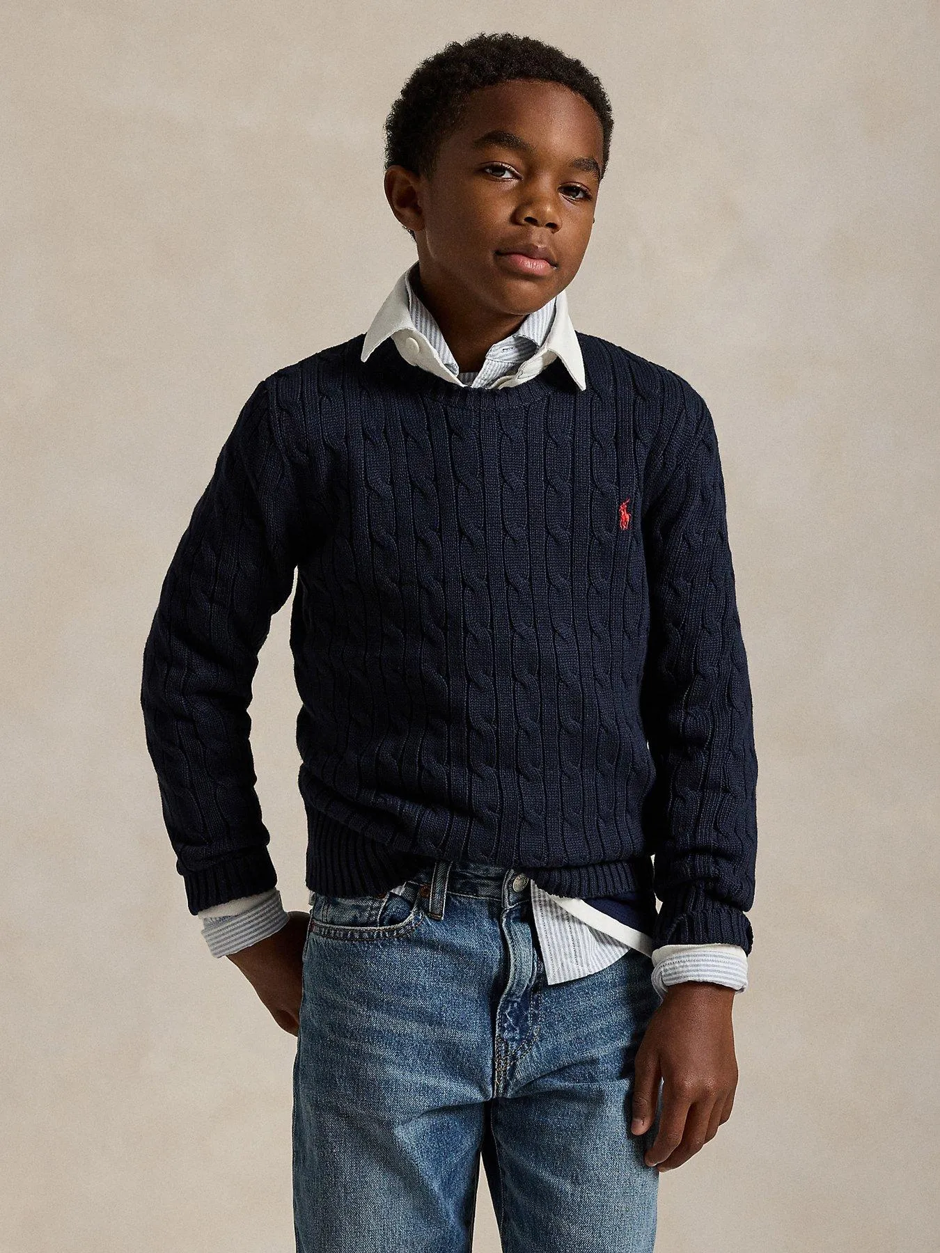 Ralph Lauren Boys Cable Knit Jumper - Navy