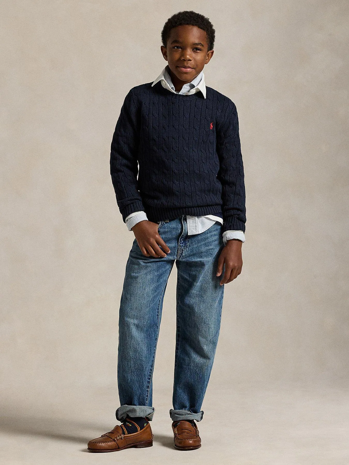 Ralph Lauren Boys Cable Knit Jumper - Navy