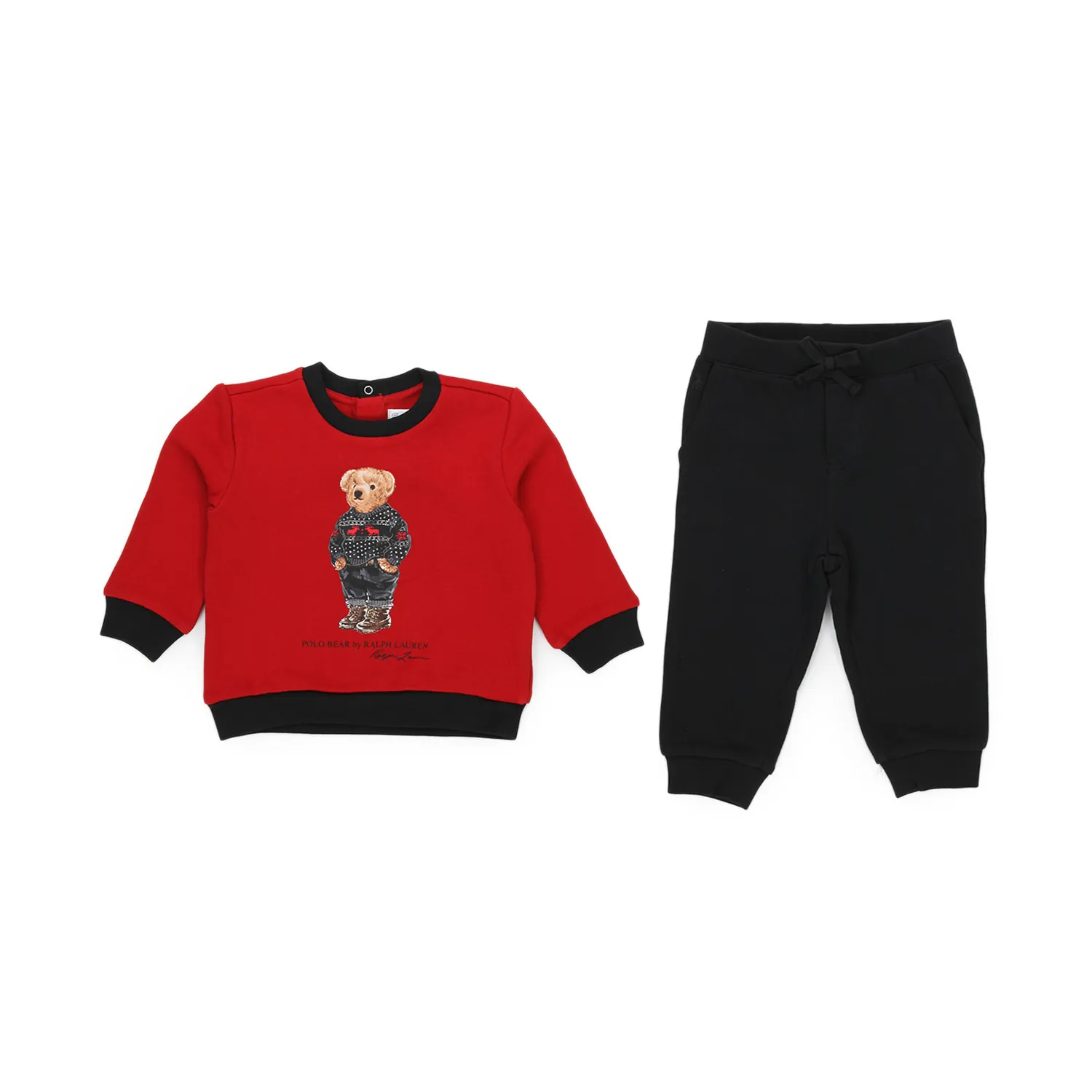 Ralph Lauren Unisex Polo Bear Red And Black Tracksuit For Baby