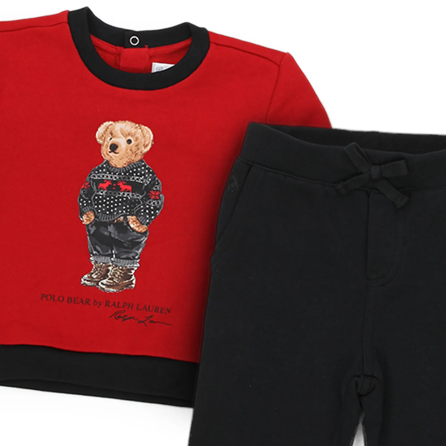 Ralph Lauren Unisex Polo Bear Red And Black Tracksuit For Baby