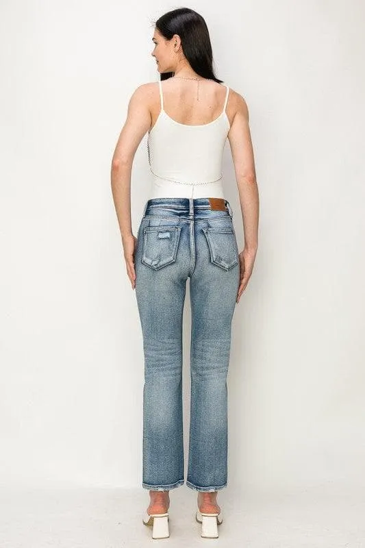 Reagan High Rise Crystal Embellished Crop Straight Jeans