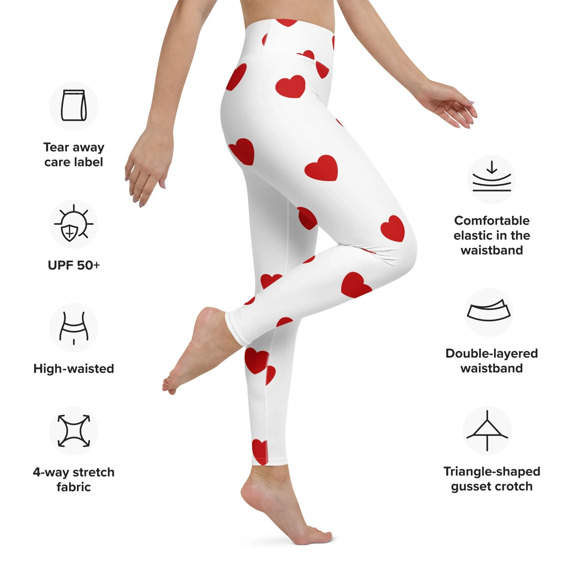 Red Hearts Yoga Leggings