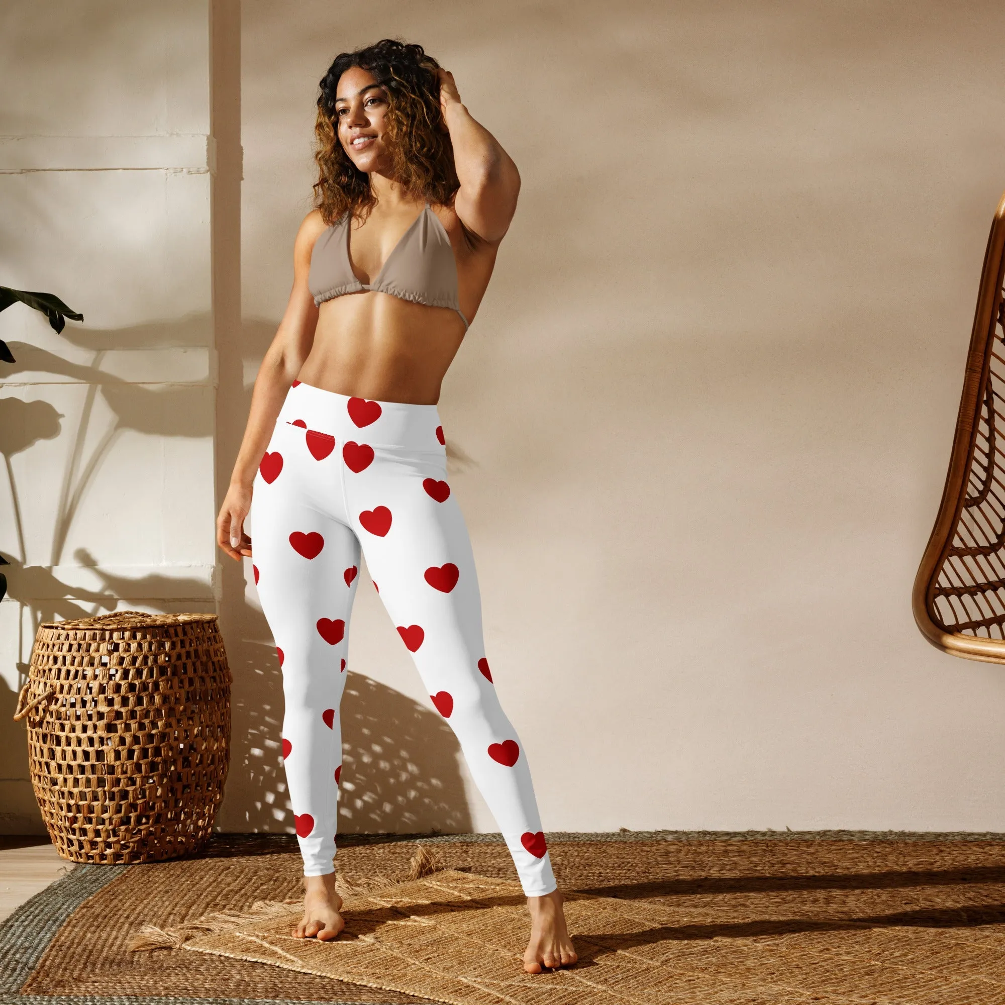 Red Hearts Yoga Leggings