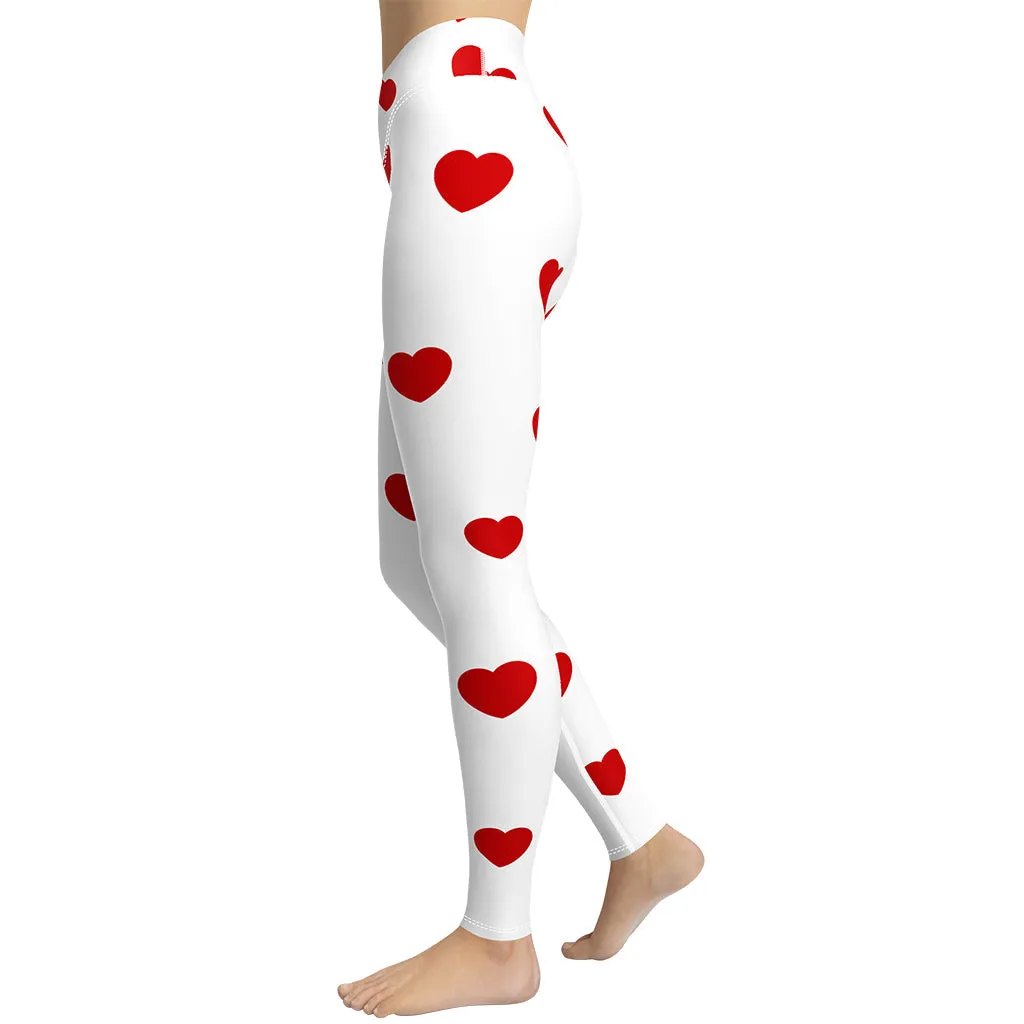 Red Hearts Yoga Leggings