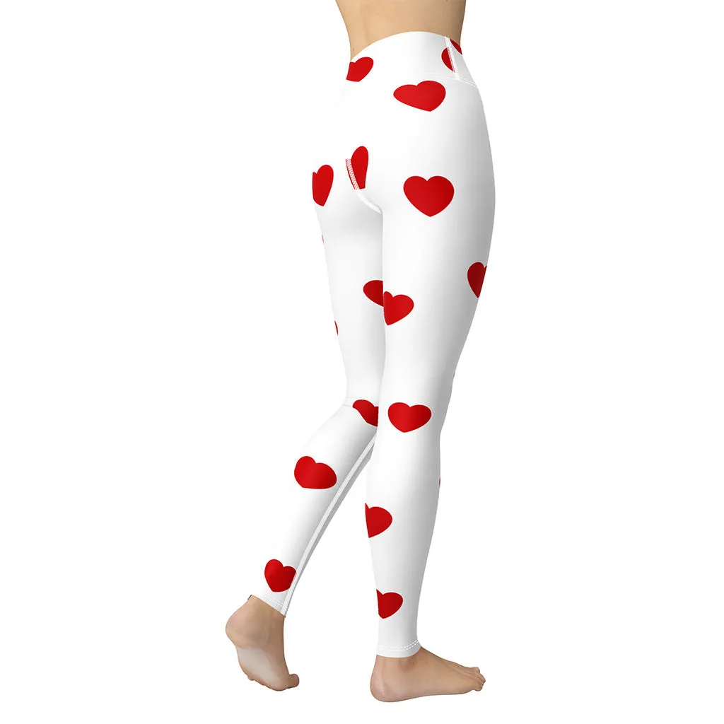 Red Hearts Yoga Leggings