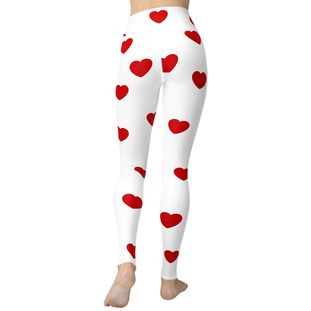 Red Hearts Yoga Leggings