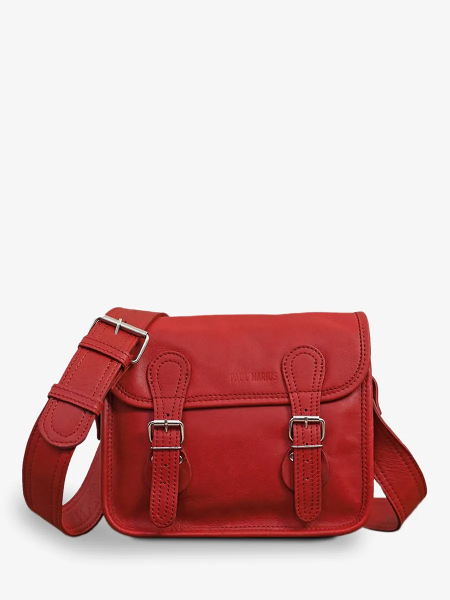 Red Leather Shoulder Bag - LaSacoche S Carmine Red | PAUL MARIUS