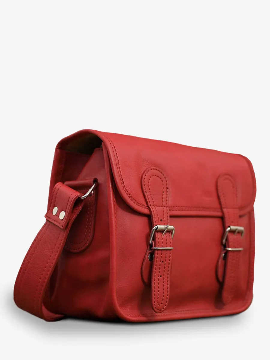 Red Leather Shoulder Bag - LaSacoche S Carmine Red | PAUL MARIUS