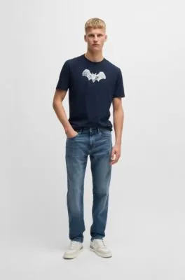 Regular-fit jeans in mid-blue comfort-stretch denim