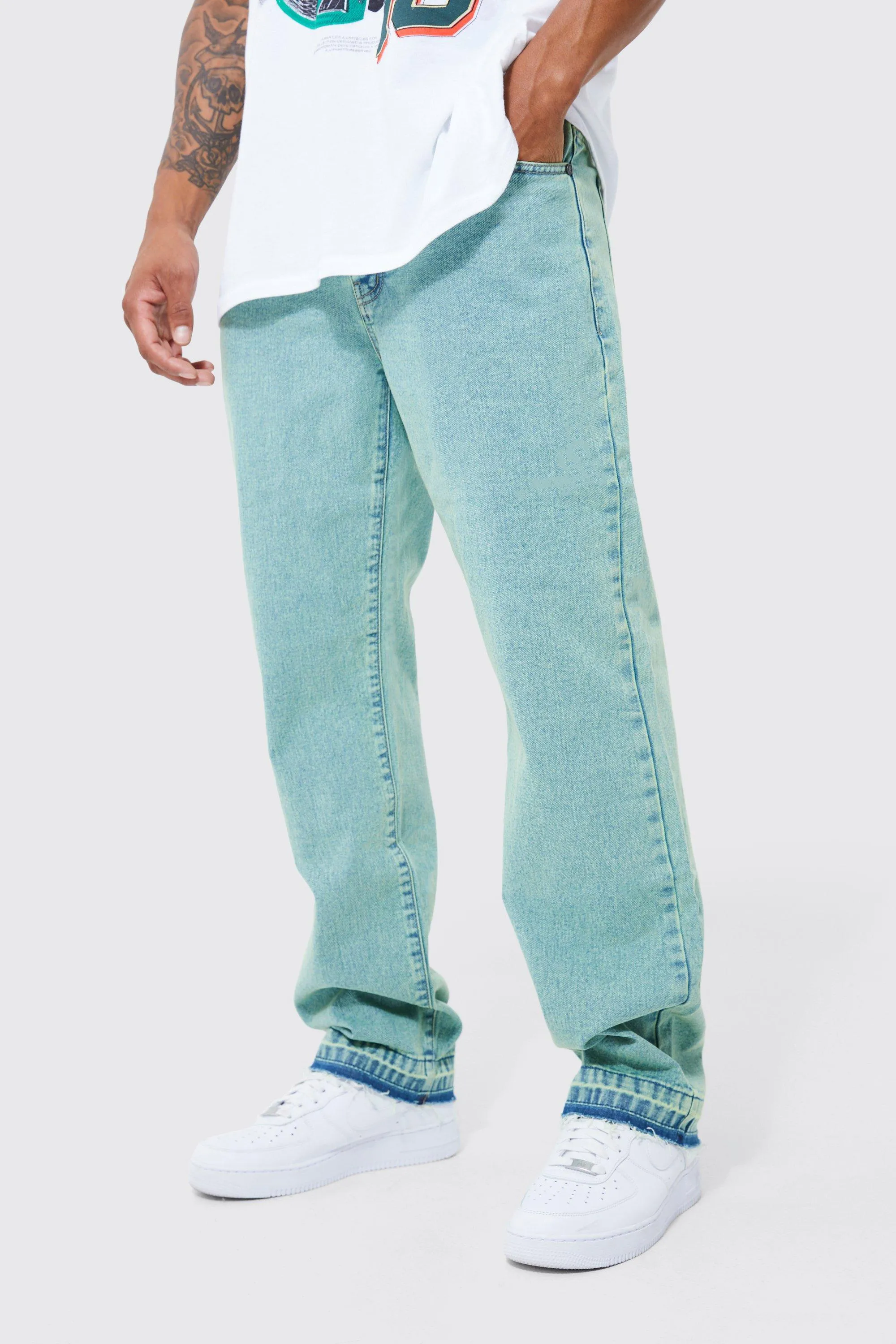 Relaxed Rigid Acid Wash Jeans