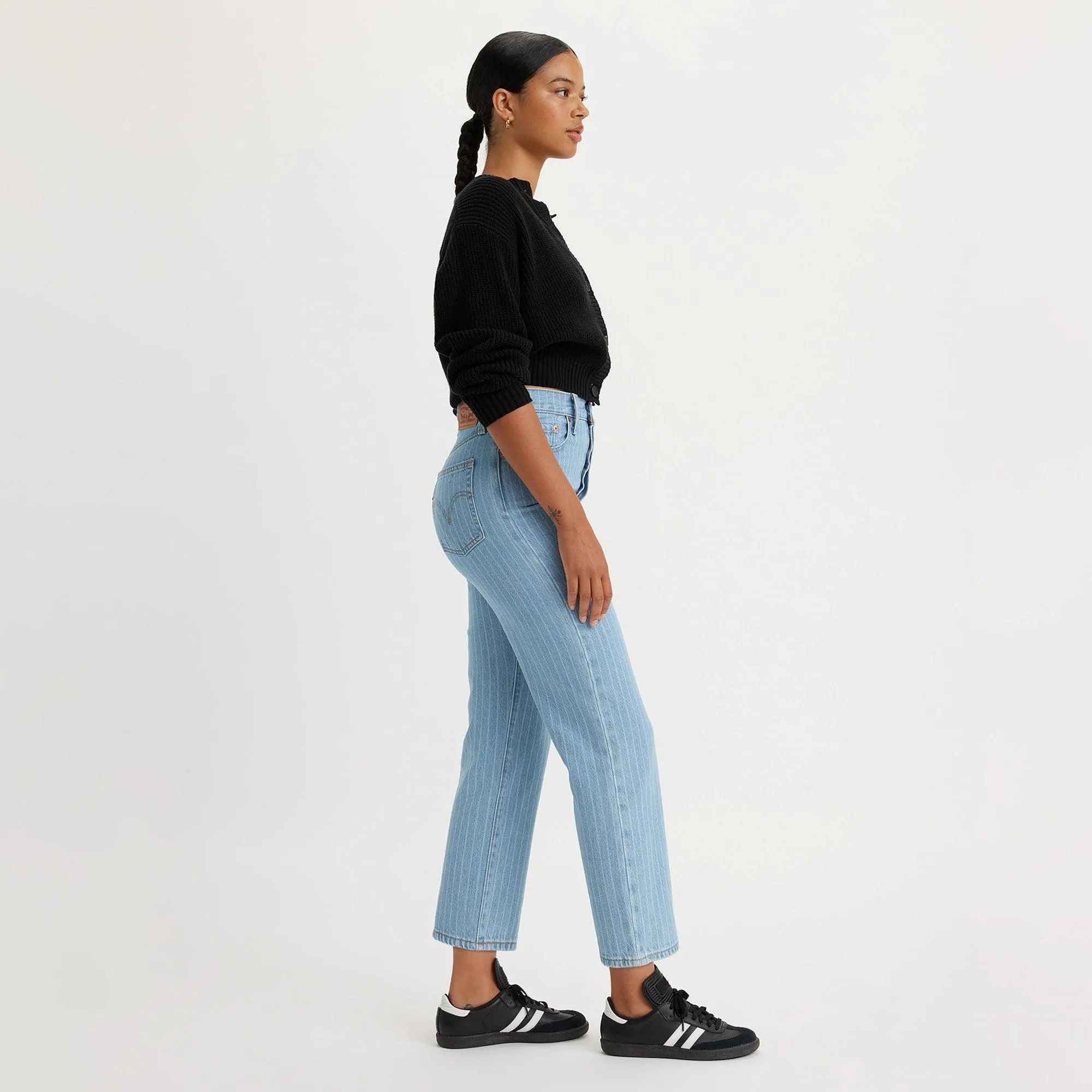 RIBCAGE STRAIGHT ANKLE JEANS - MED INDIGO - FLAT FINISH