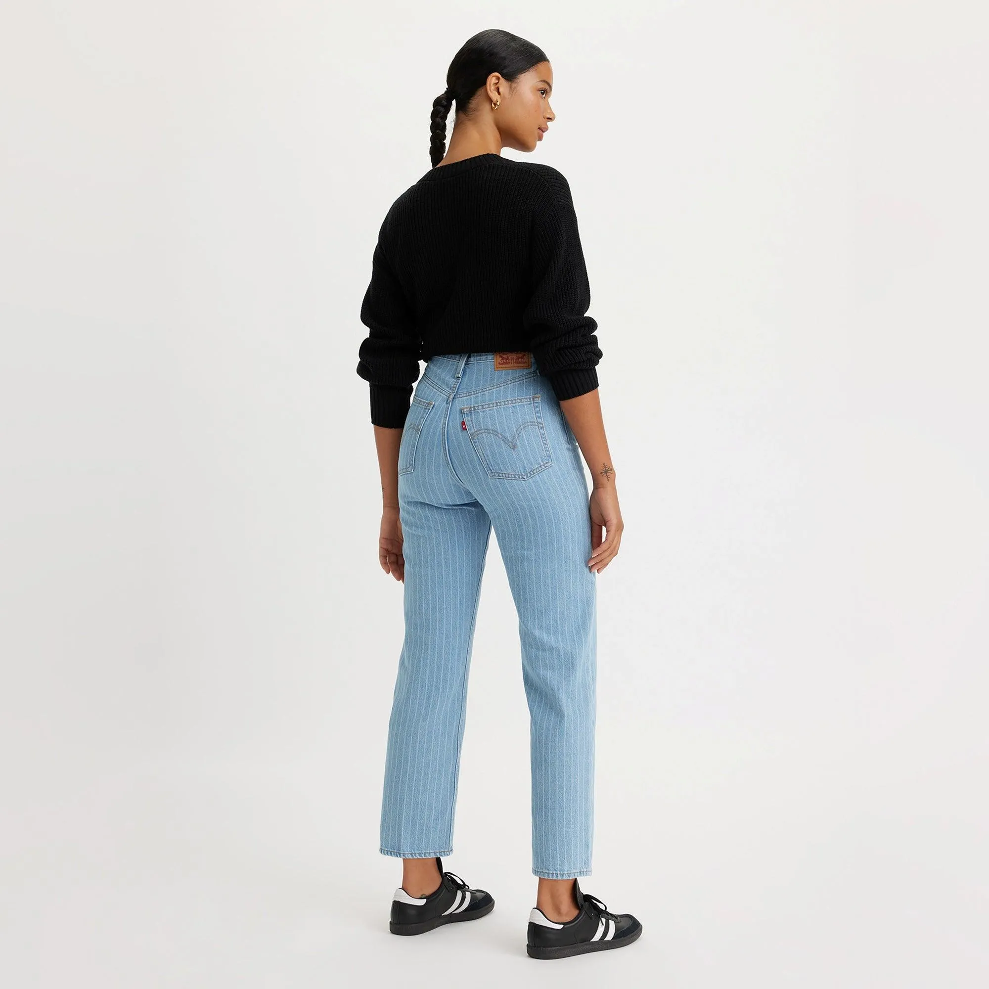 RIBCAGE STRAIGHT ANKLE JEANS - MED INDIGO - FLAT FINISH