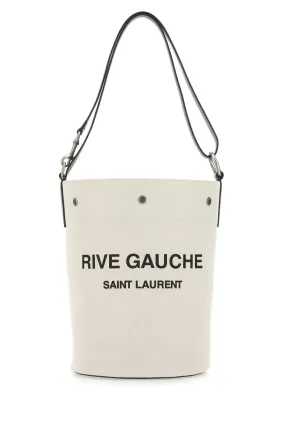 Saint Laurent Two-tone Canvas And Leather Medium Rive Gauche Bucket Bag