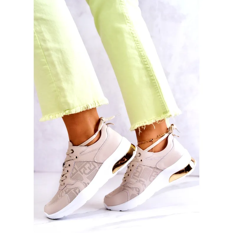 S.Barski Leather Women's Wedge Sneakers Beige Phiness