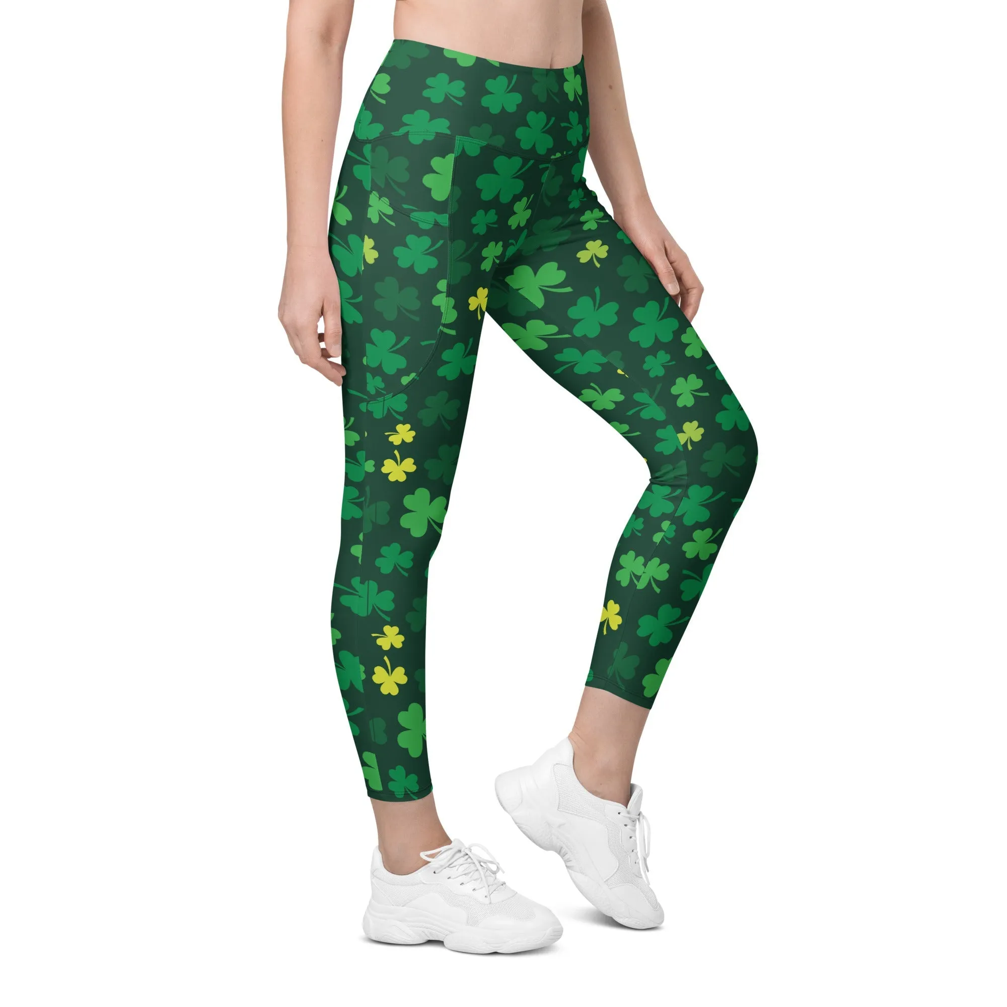 Shamrock Pattern Leggings With Pockets