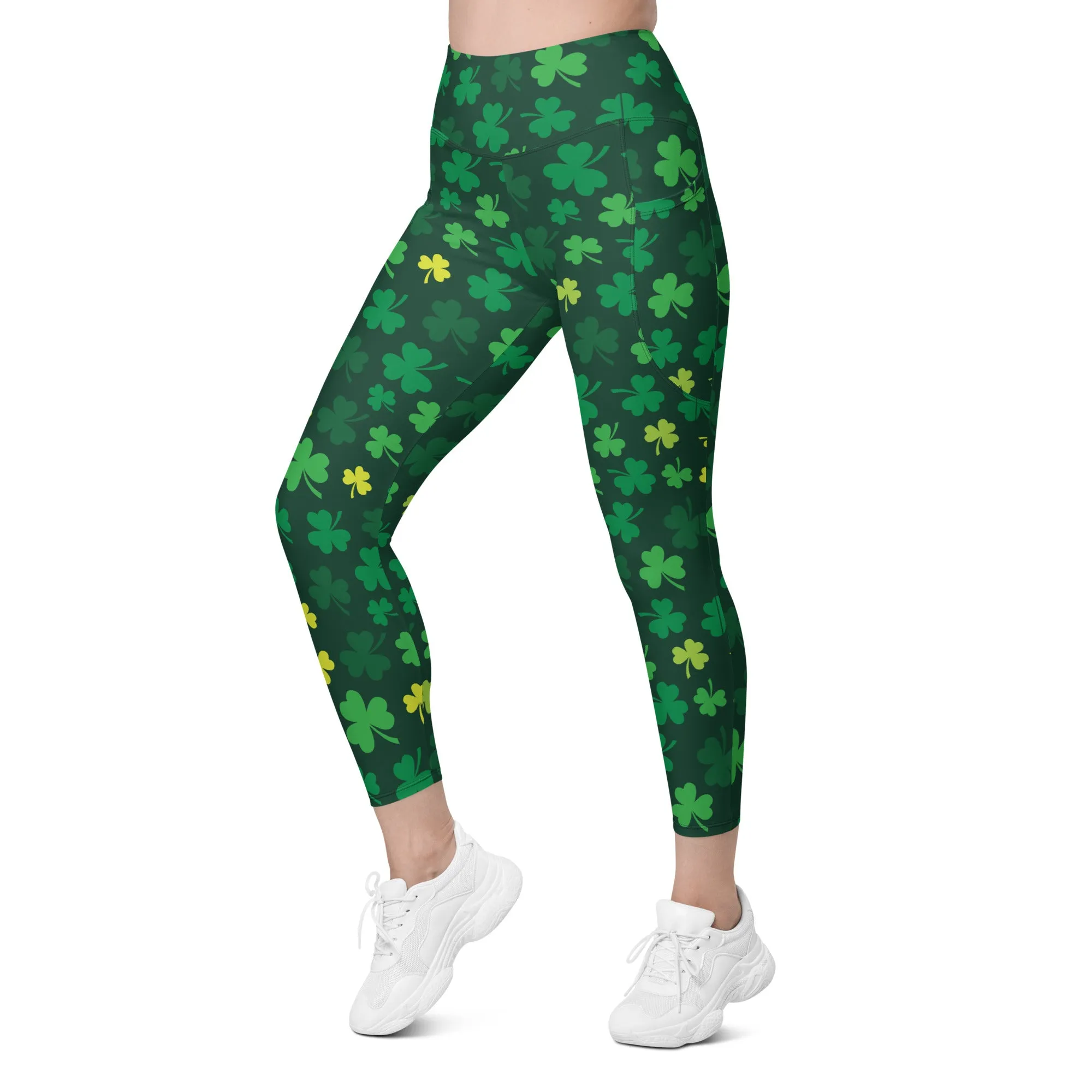 Shamrock Pattern Leggings With Pockets