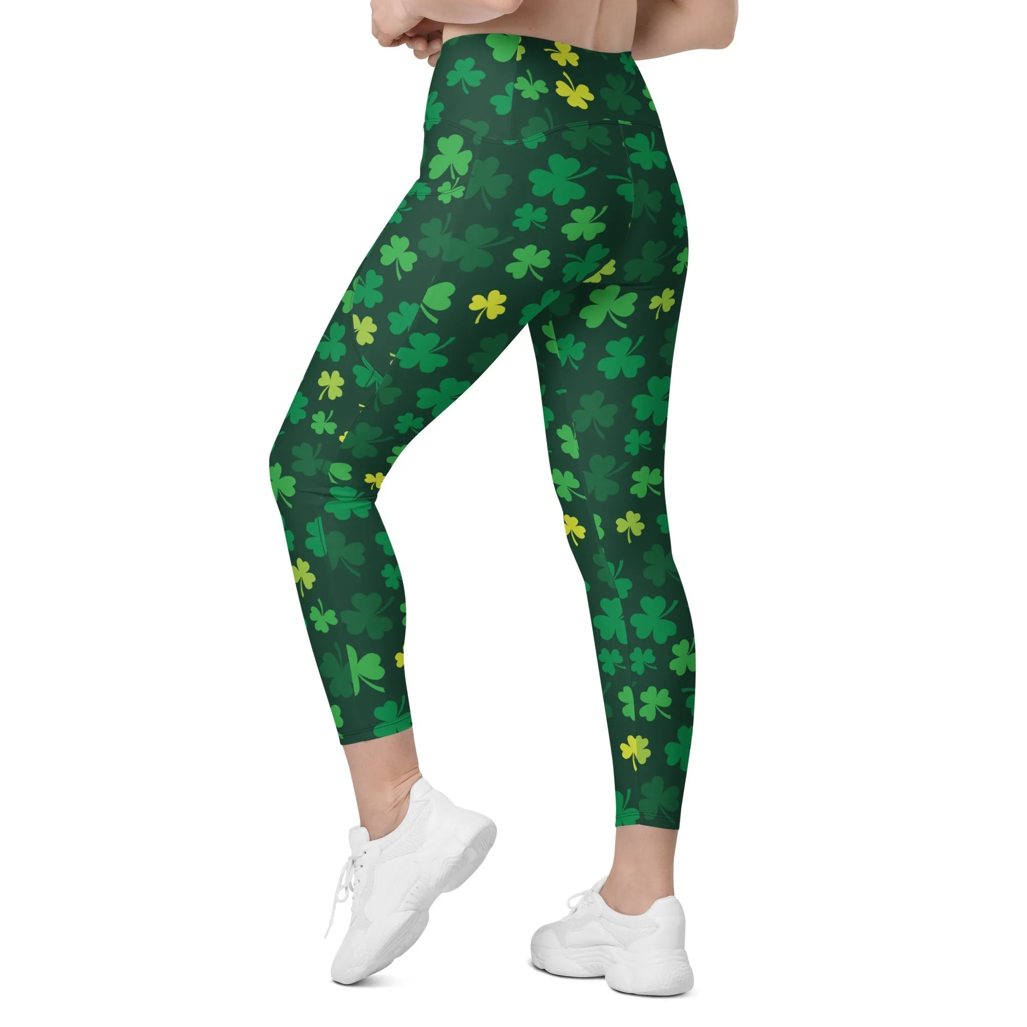 Shamrock Pattern Leggings With Pockets