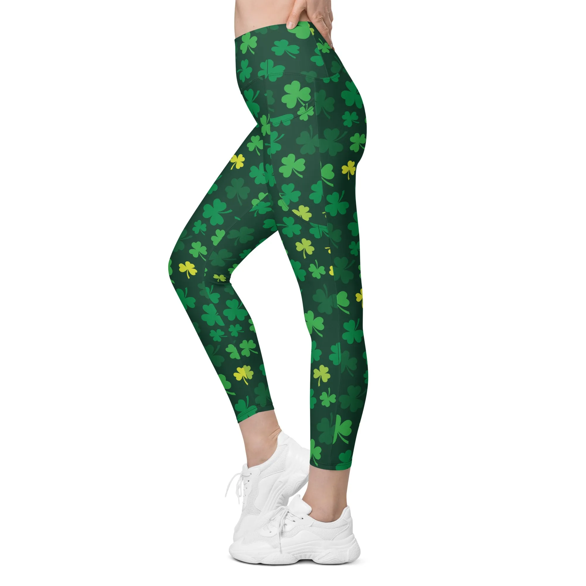 Shamrock Pattern Leggings With Pockets