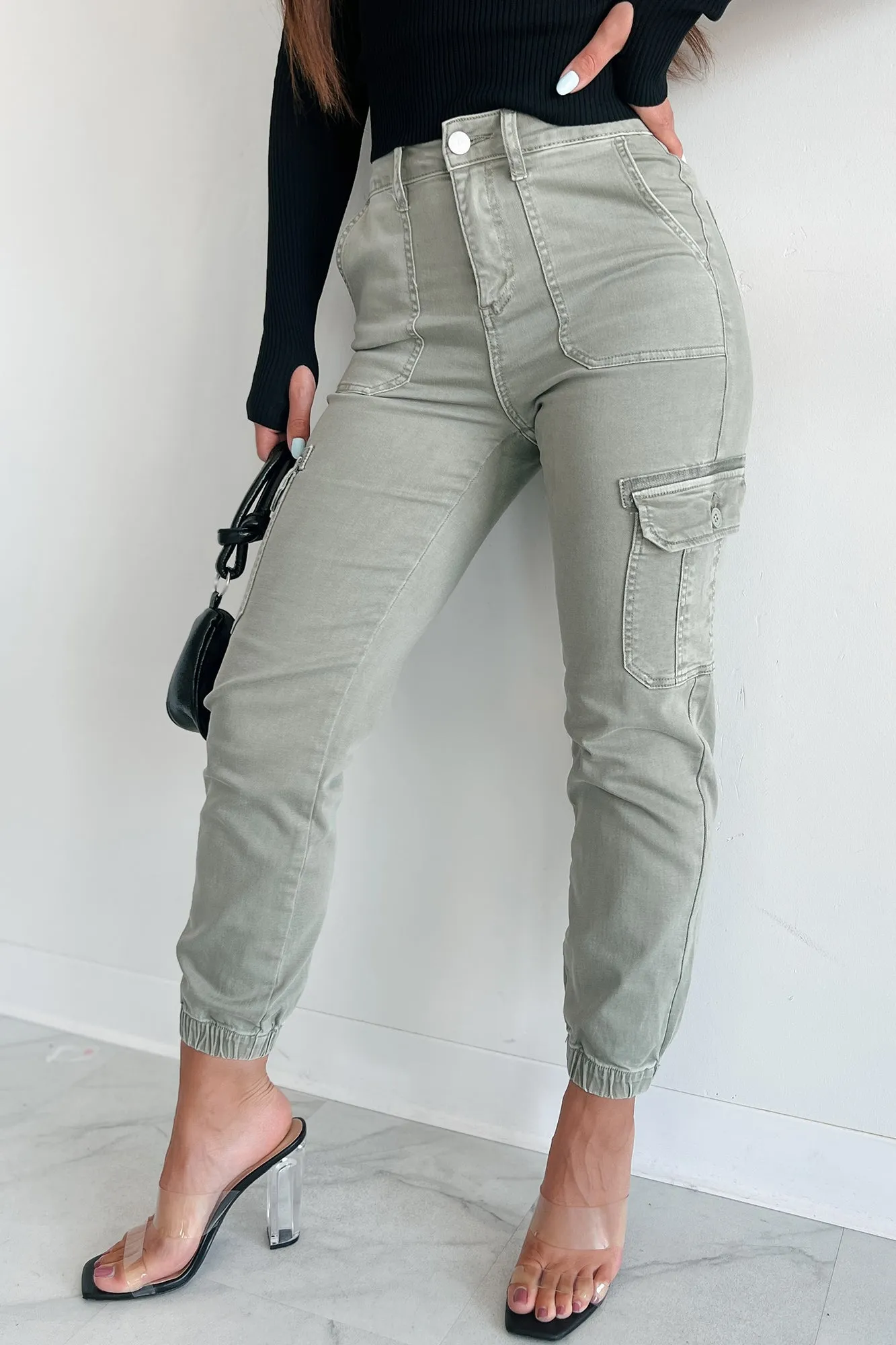 Sharma High Rise Risen Cargo Joggers (Sage)