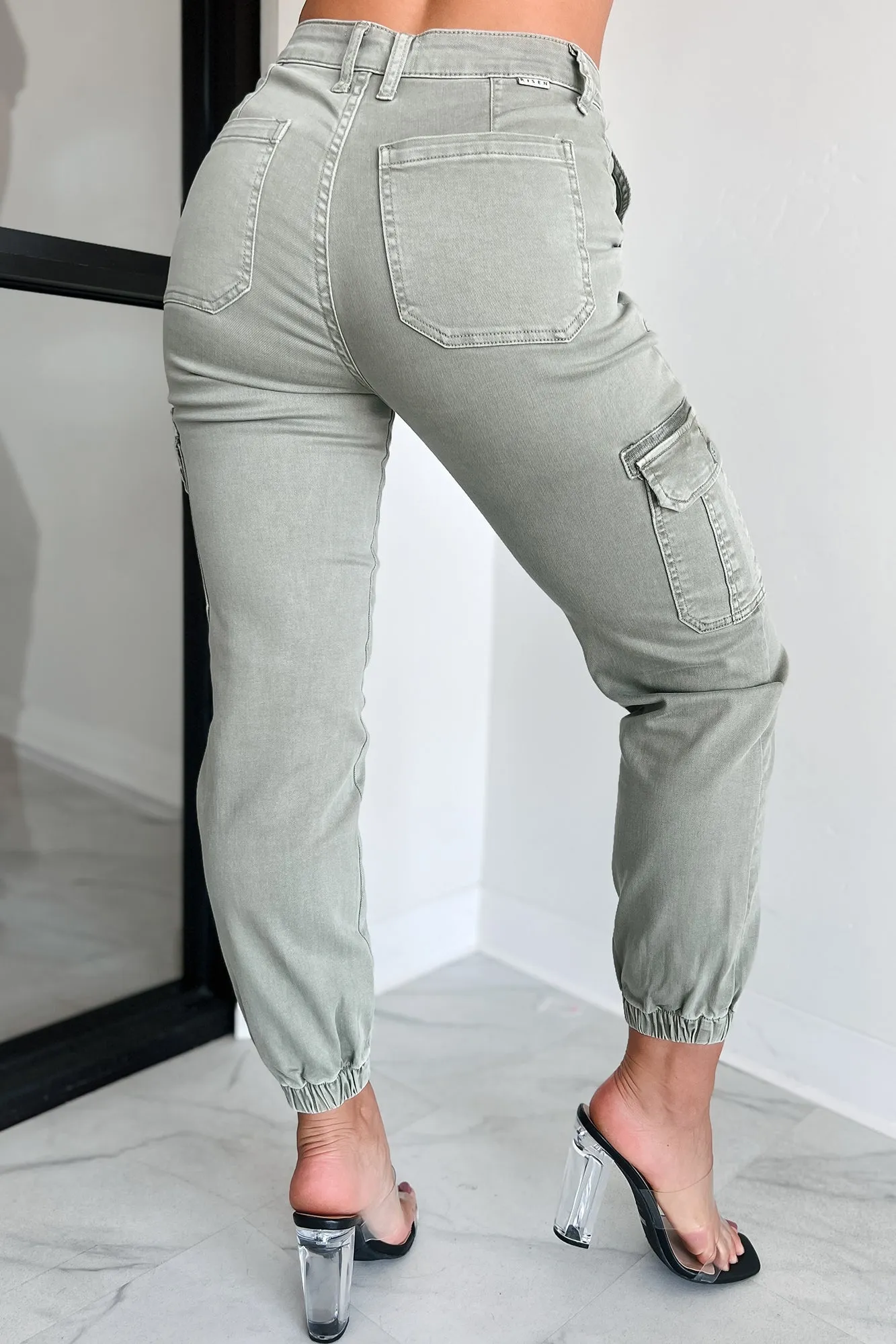 Sharma High Rise Risen Cargo Joggers (Sage)