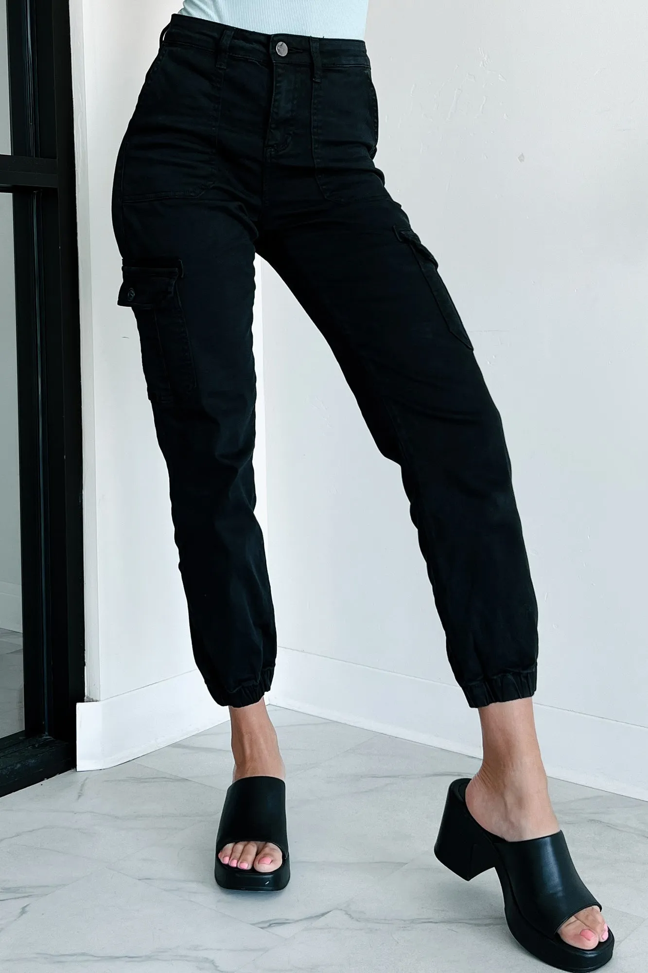 Sharma High Rise Risen Cargo Joggers (Washed Black)