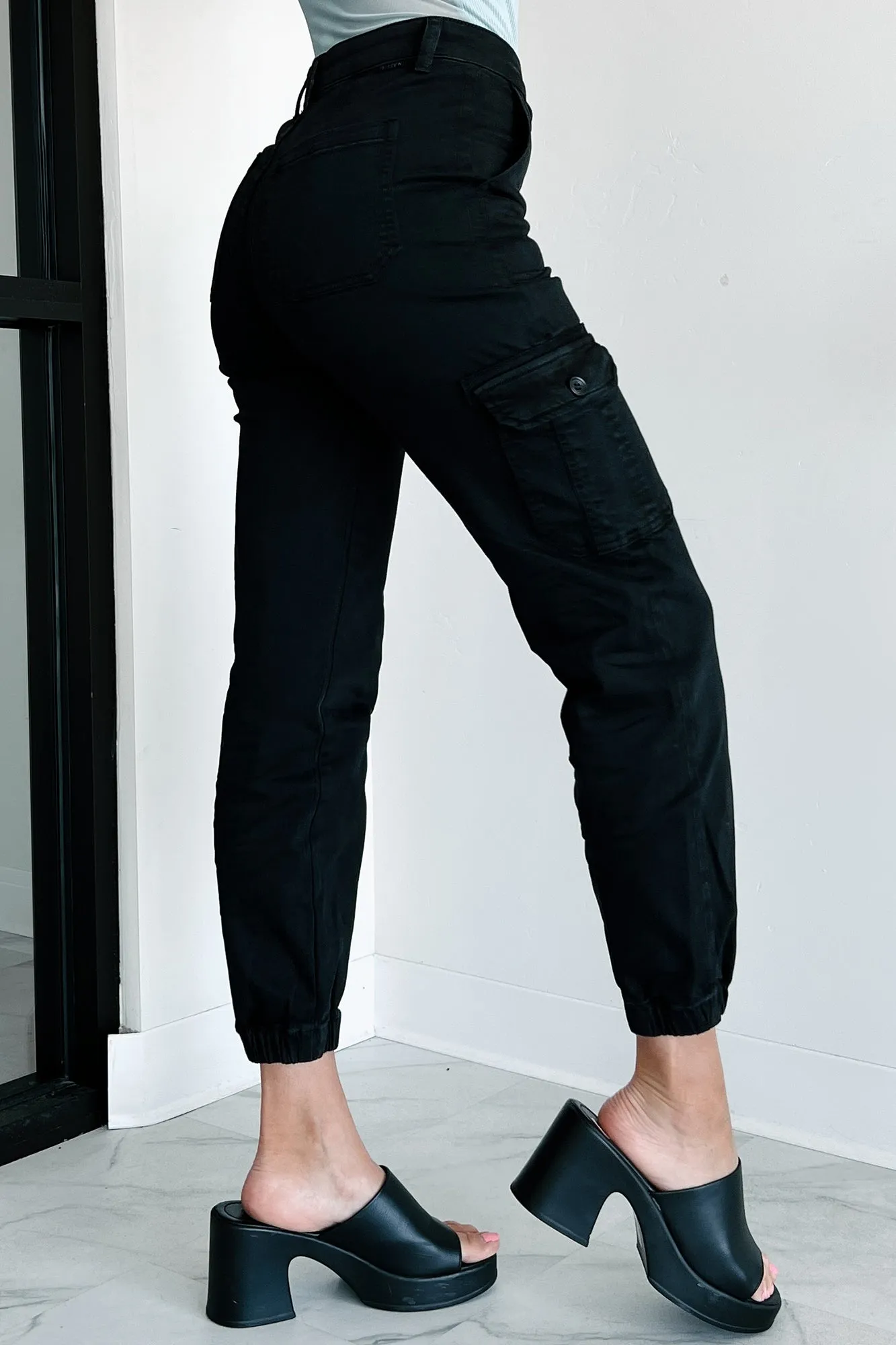 Sharma High Rise Risen Cargo Joggers (Washed Black)