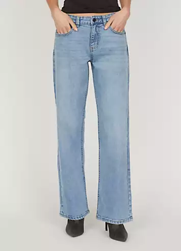 Sisters Point Light Blue Wash Wide Jeans | Grattan