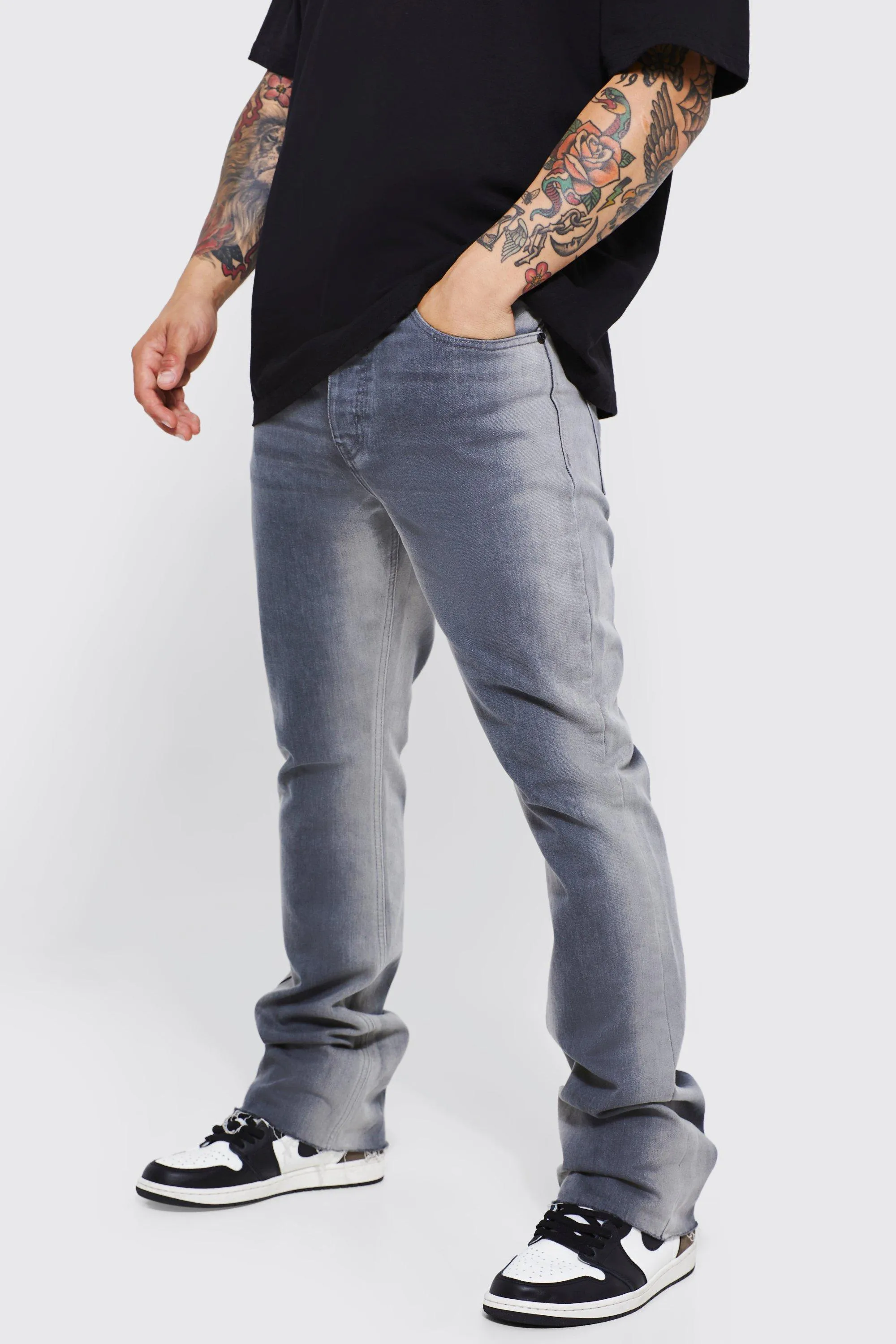 Slim Flare Bleached Overdye Jeans