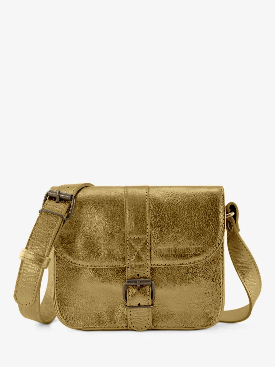 Small Gold Leather Shoulder Bag for Women - L'Essentiel Bronze | PAUL MARIUS