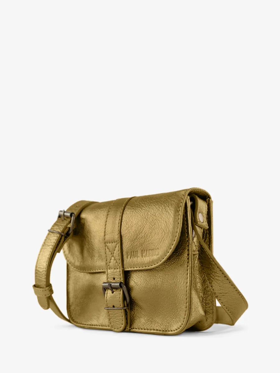 Small Gold Leather Shoulder Bag for Women - L'Essentiel Bronze | PAUL MARIUS