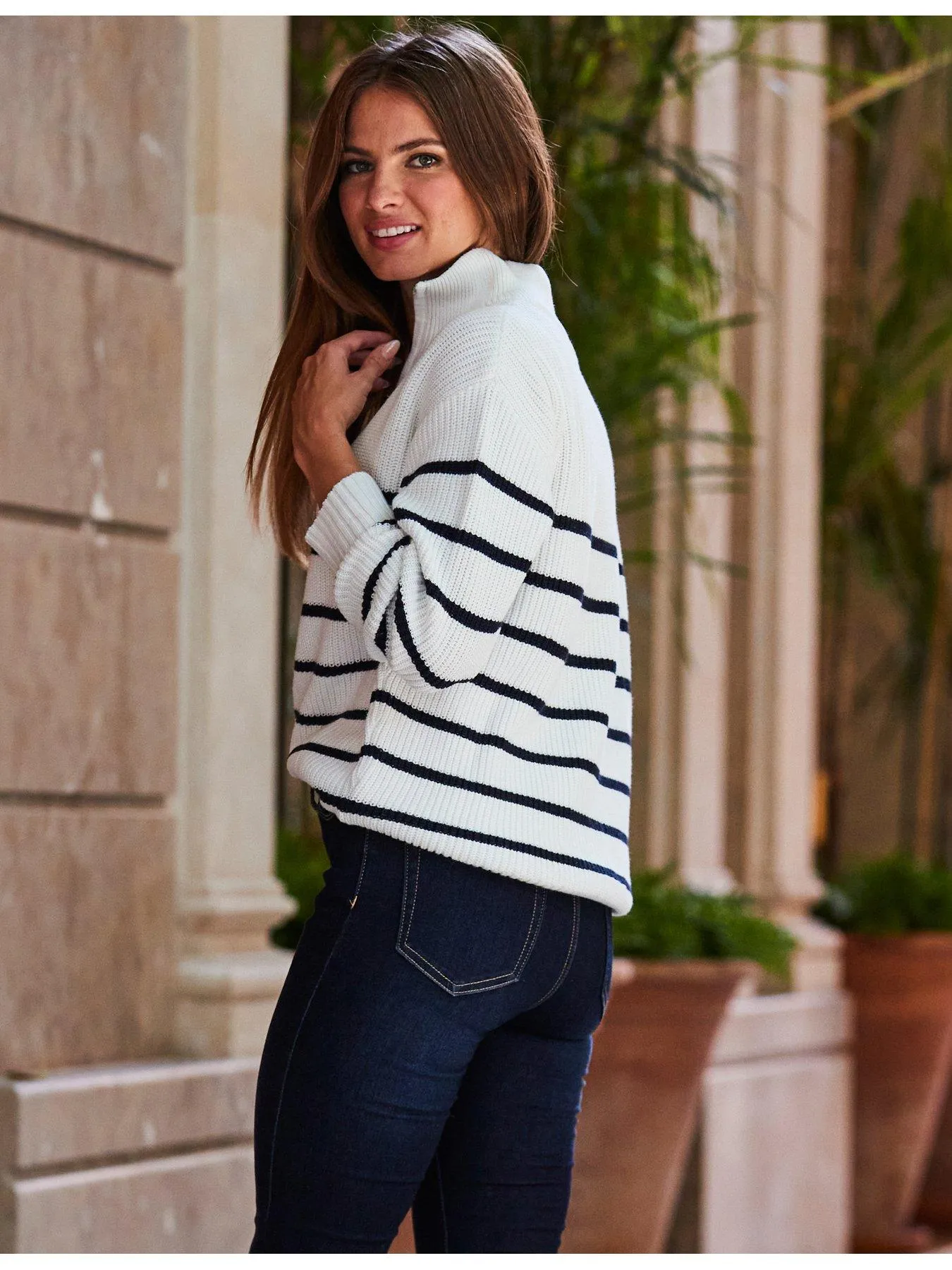 Sosandar Stripe Half Knit Jumper