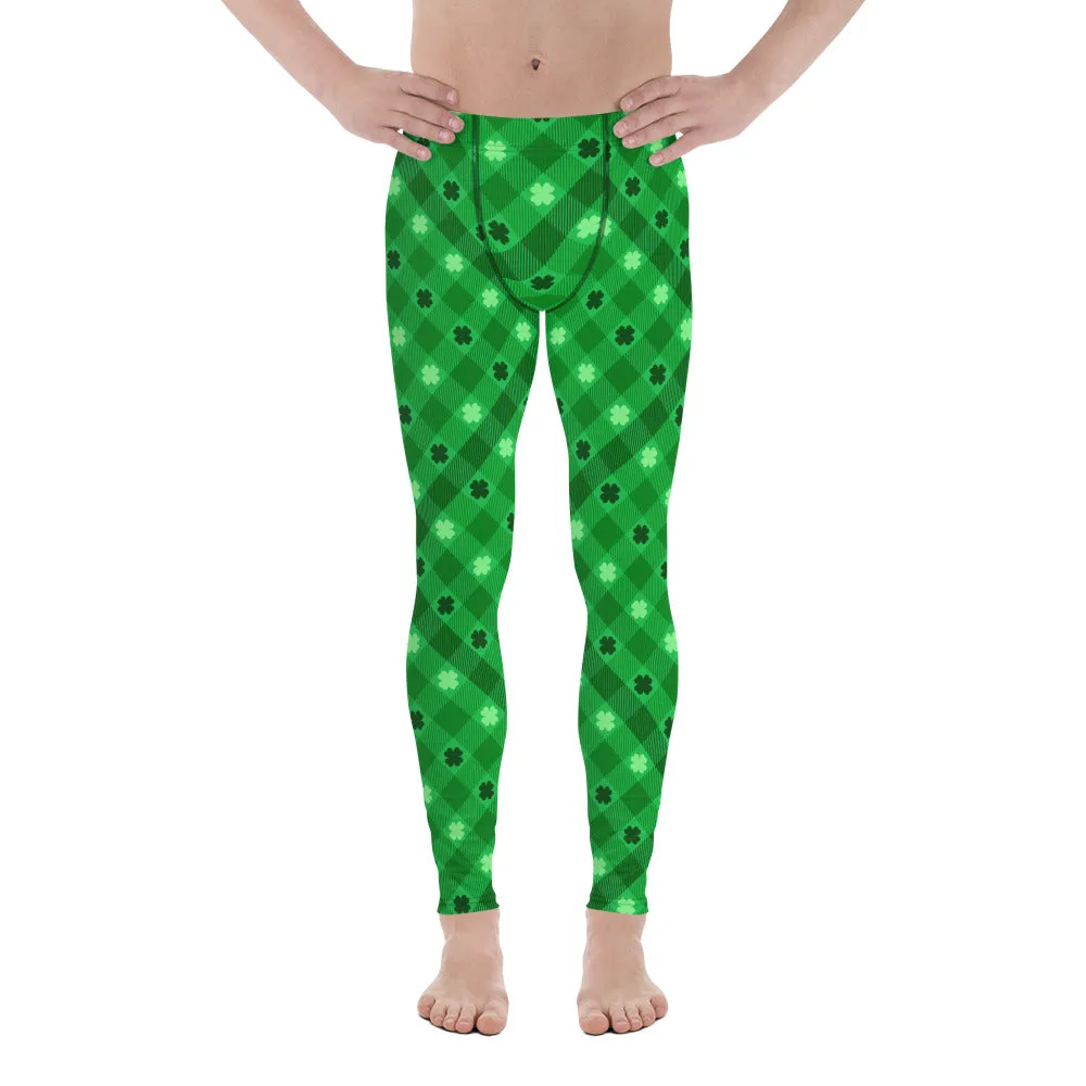 St. Patrick's Day Plaid Men's Leggings