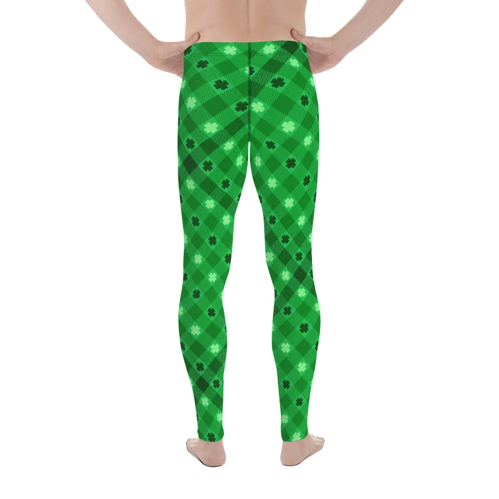 St. Patrick's Day Plaid Men's Leggings