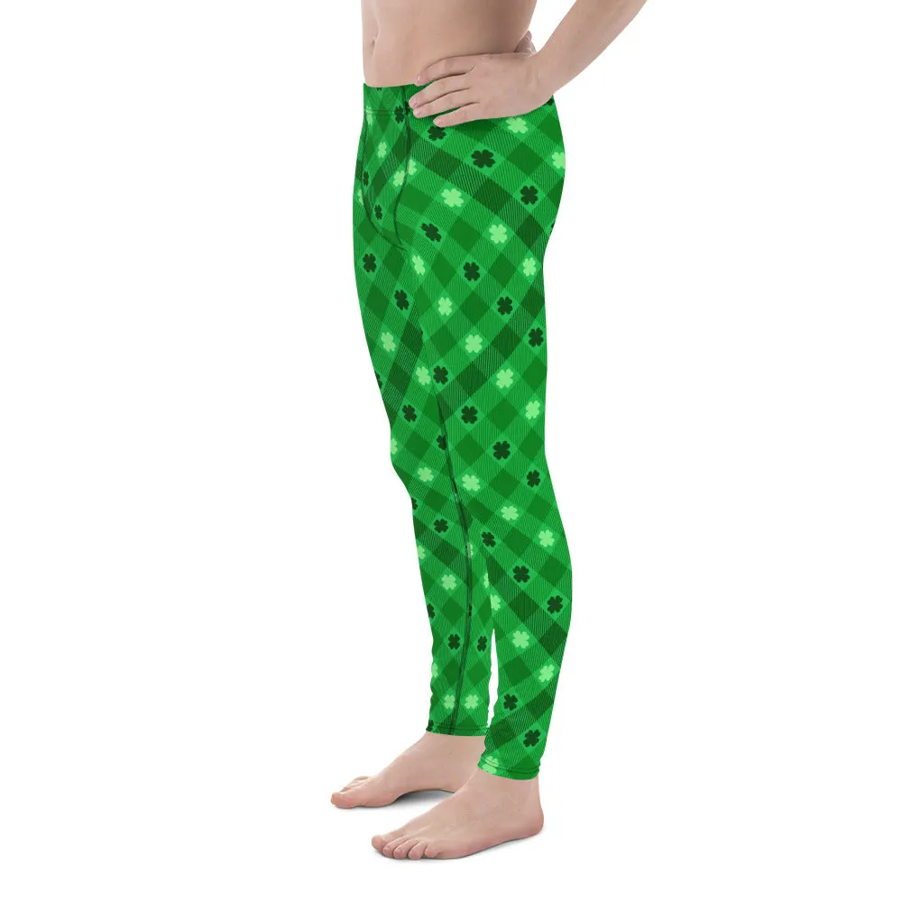 St. Patrick's Day Plaid Men's Leggings